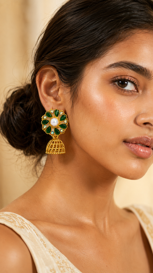 Emerald Bloom Dome Earrings