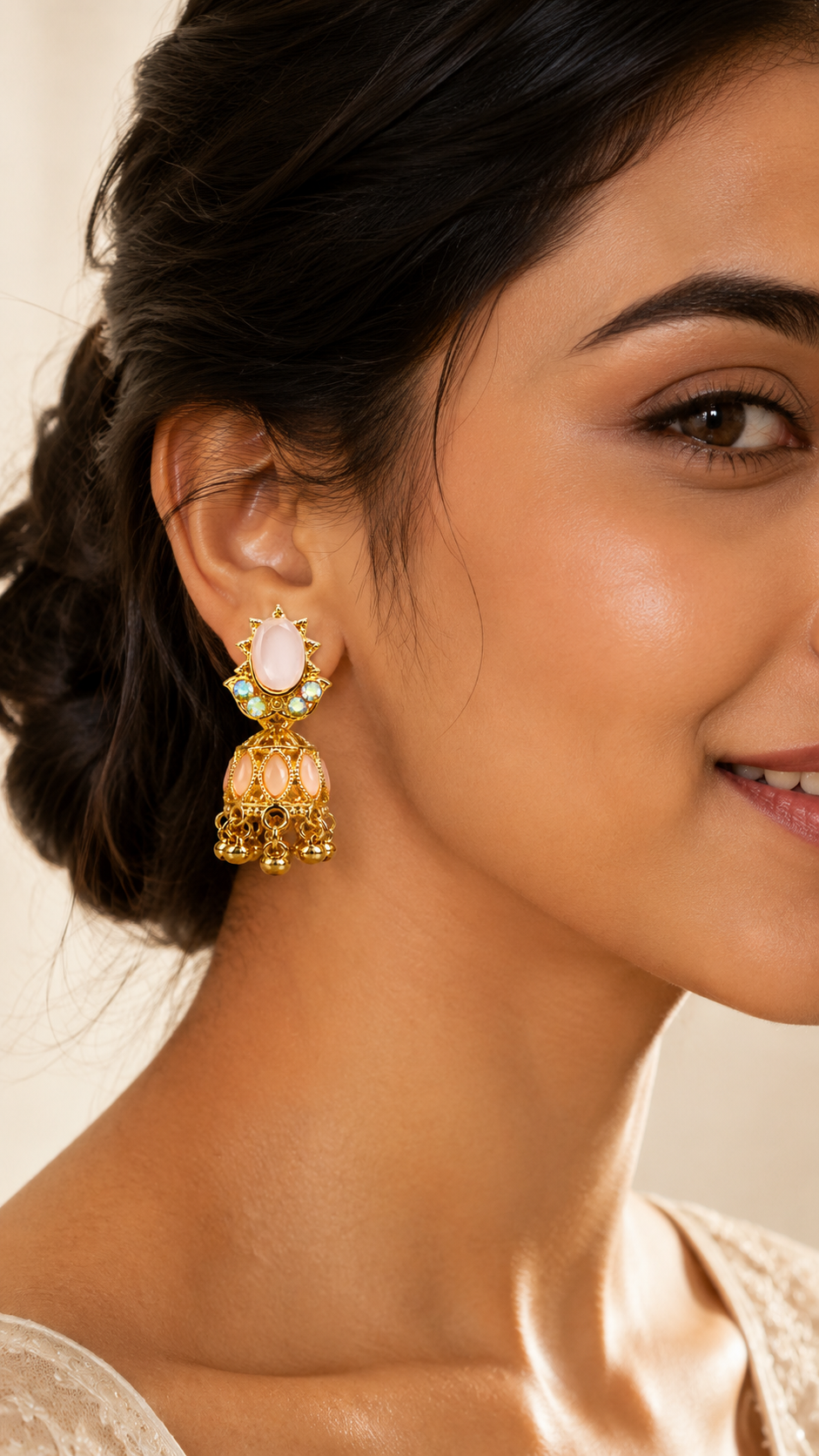 Blush Radiance Jhumka Earrings