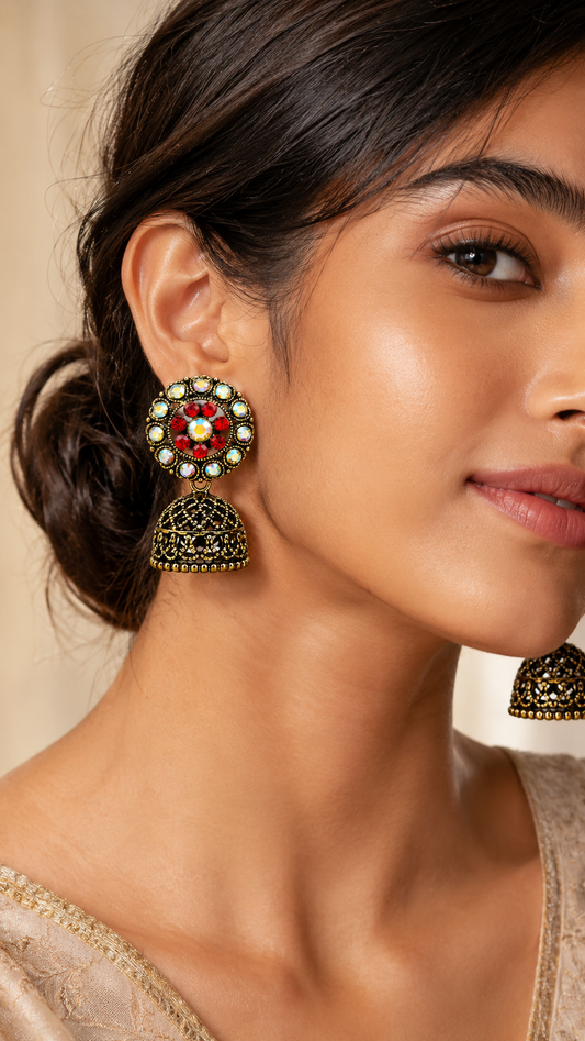 Scarlet Radiance Dome Earrings