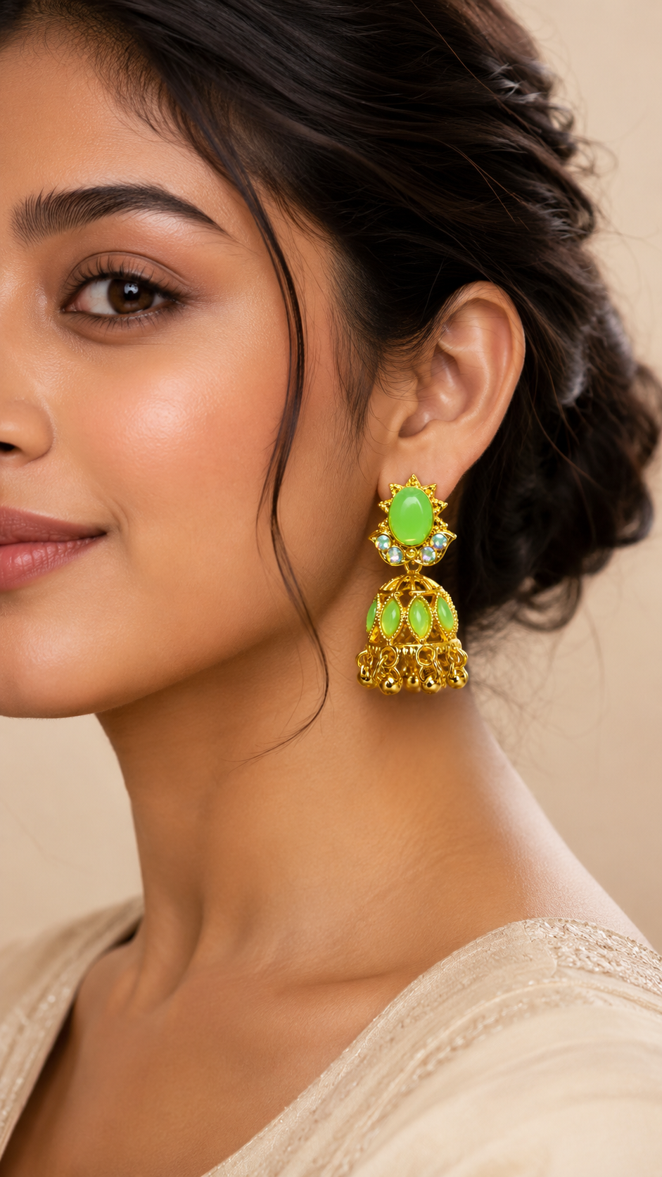 Lime Radiance Jhumka Earrings