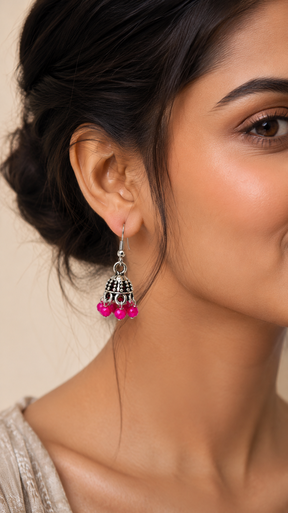 Fuchsia Charm Mini Jhumka Earrings