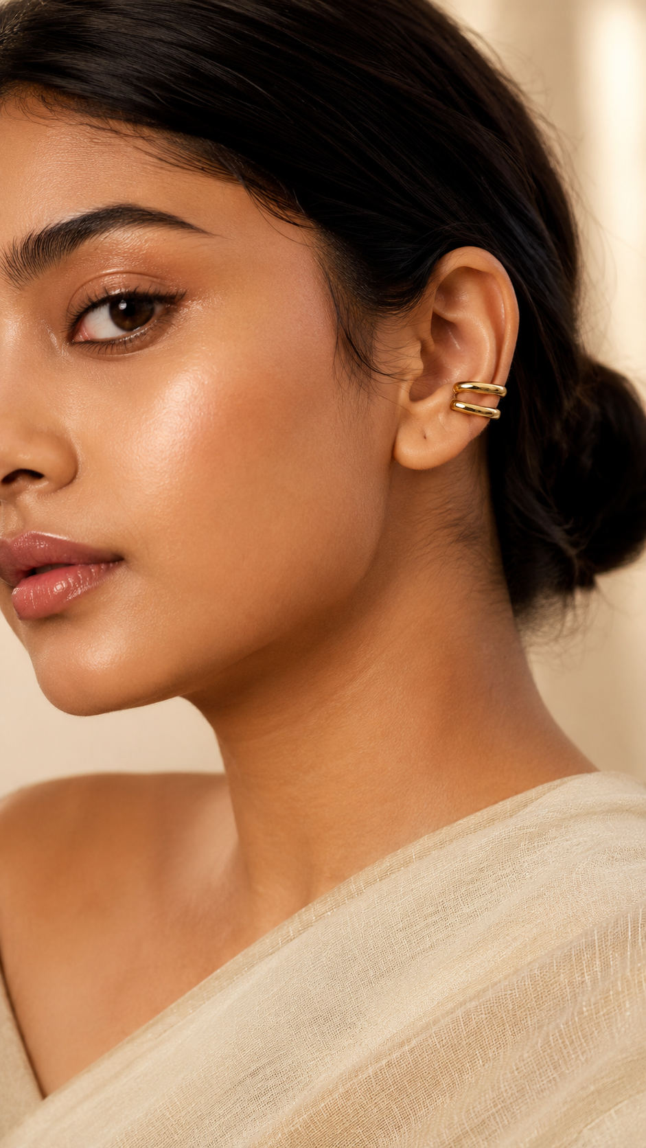 Golden Minimal Duo Ear Cuff