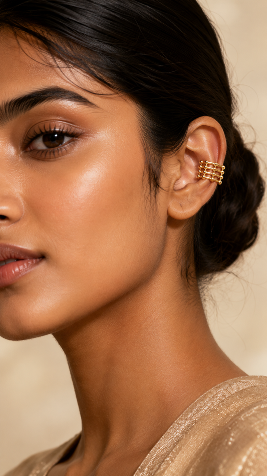 Golden Lattice Ear Cuff