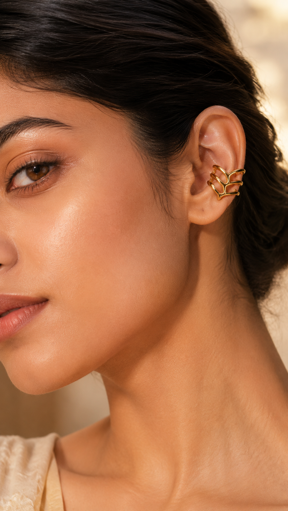 Golden Chevron Wave Ear Cuff