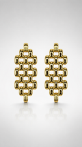 Golden Grid Link Hoop Earrings