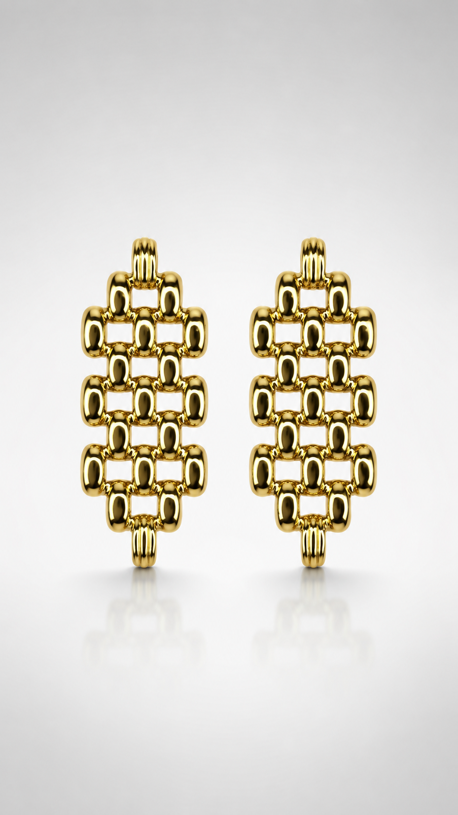 Golden Grid Link Hoop Earrings