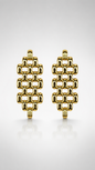 Golden Grid Link Hoop Earrings