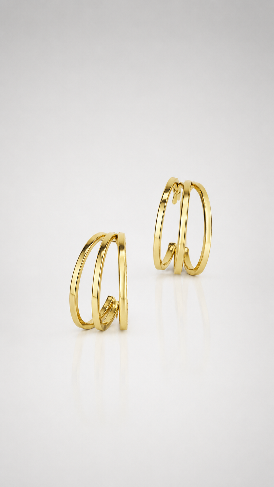 Triple Arc Gold Hoop Earrings