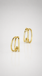 Triple Arc Gold Hoop Earrings