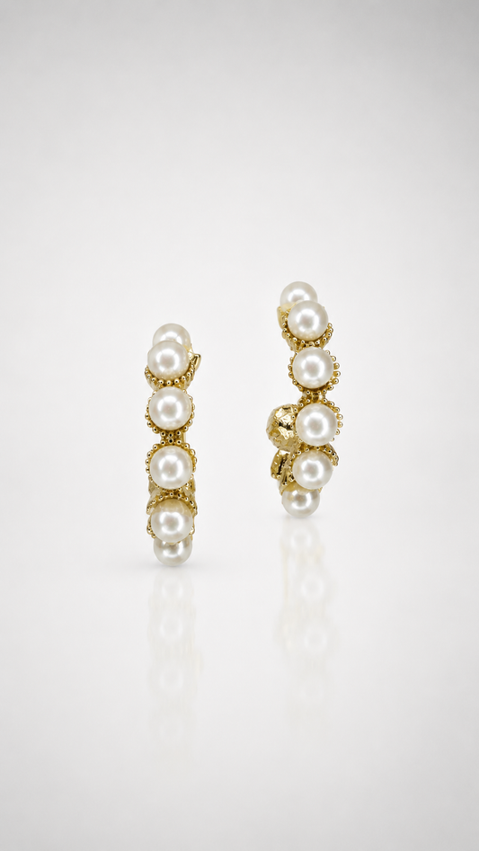 Pearl Blossom Embellished Hoop Earrings