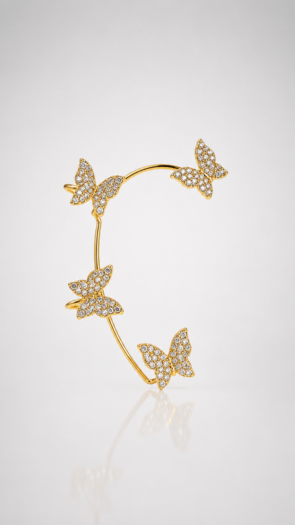 Golden Butterfly Crystal Ear Cuff
