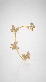 Golden Butterfly Crystal Ear Cuff
