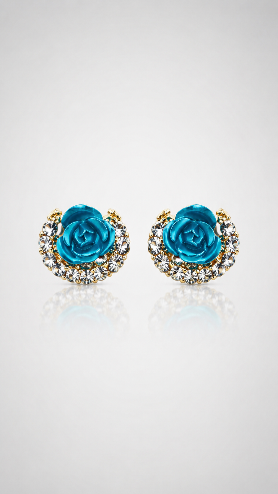 Azure Bloom Crystal Stud Earrings