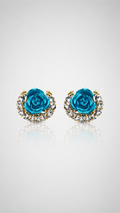 Azure Bloom Crystal Stud Earrings