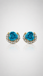 Azure Bloom Crystal Stud Earrings