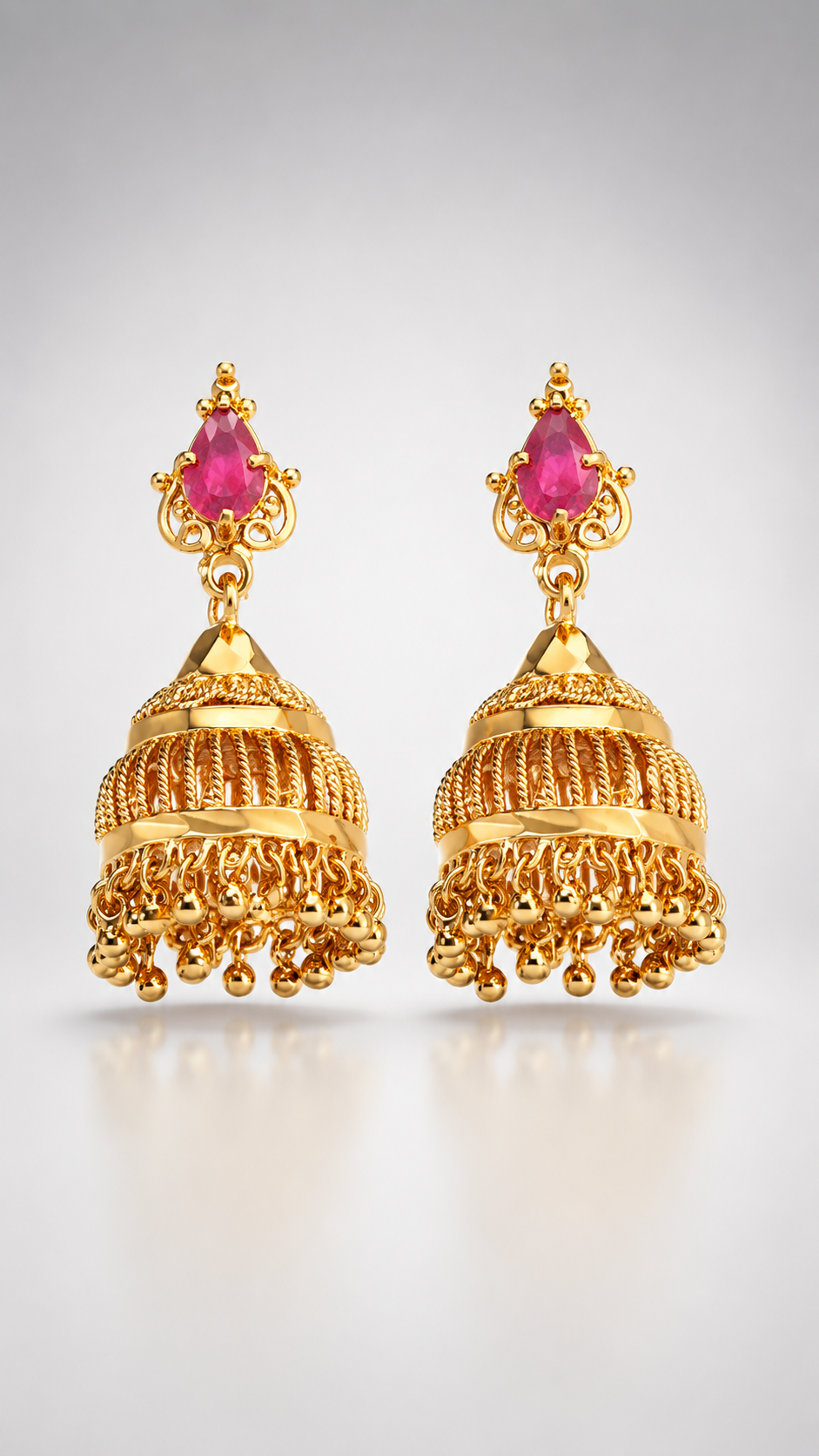 Ruby Teardrop Rope Jhumkas