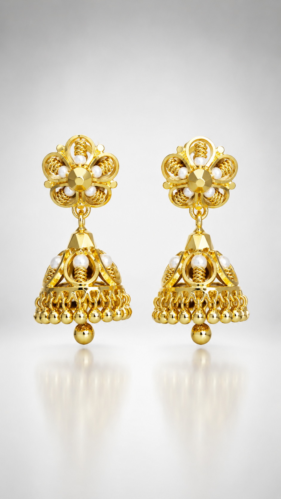 Mukta Pearl Filigree Jhumkas