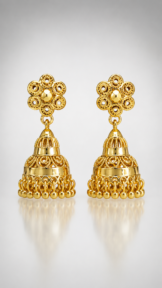 Diya Filigree Floral Jhumkas