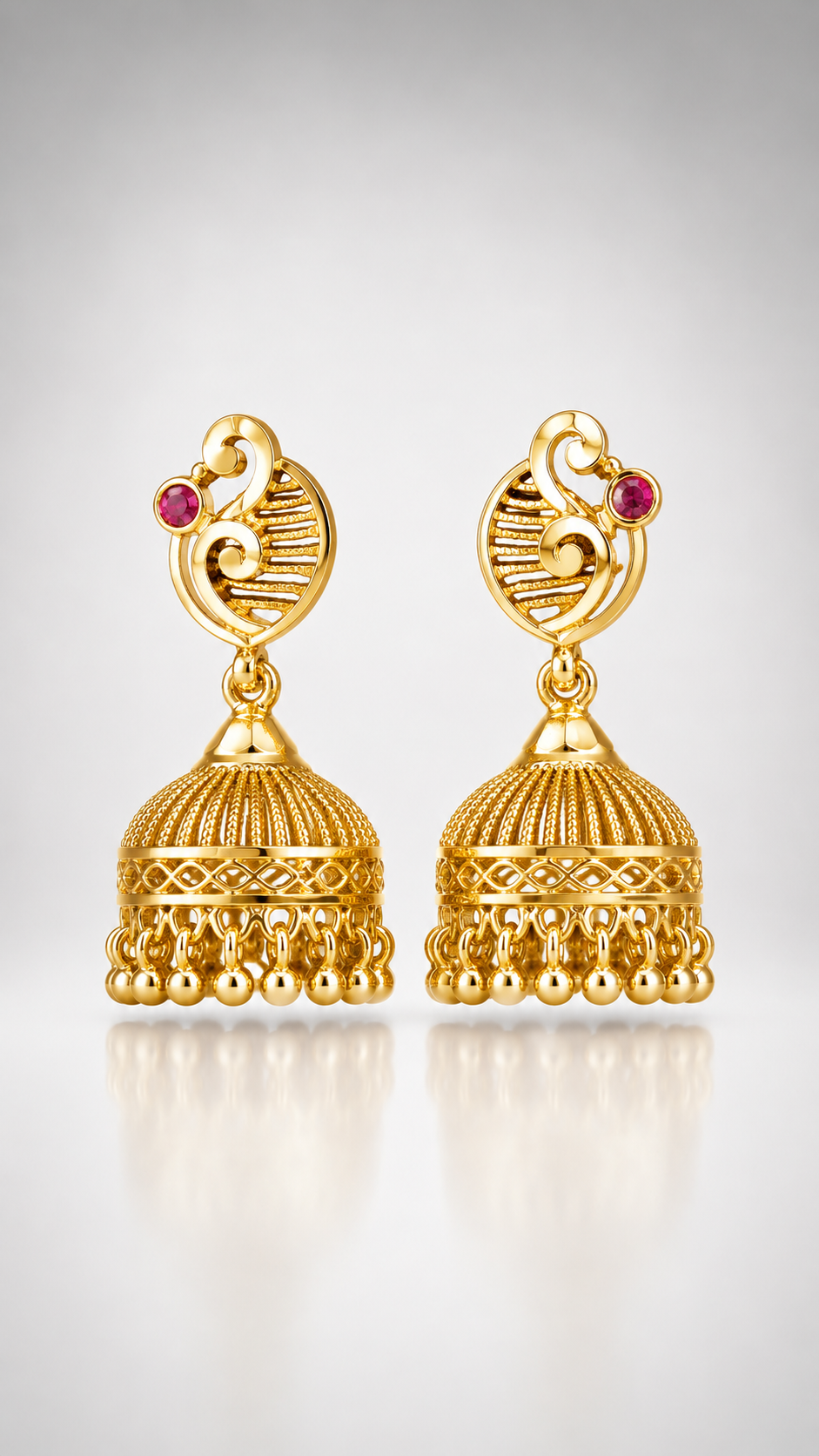 Mayura Swirl Filigree Jhumkas