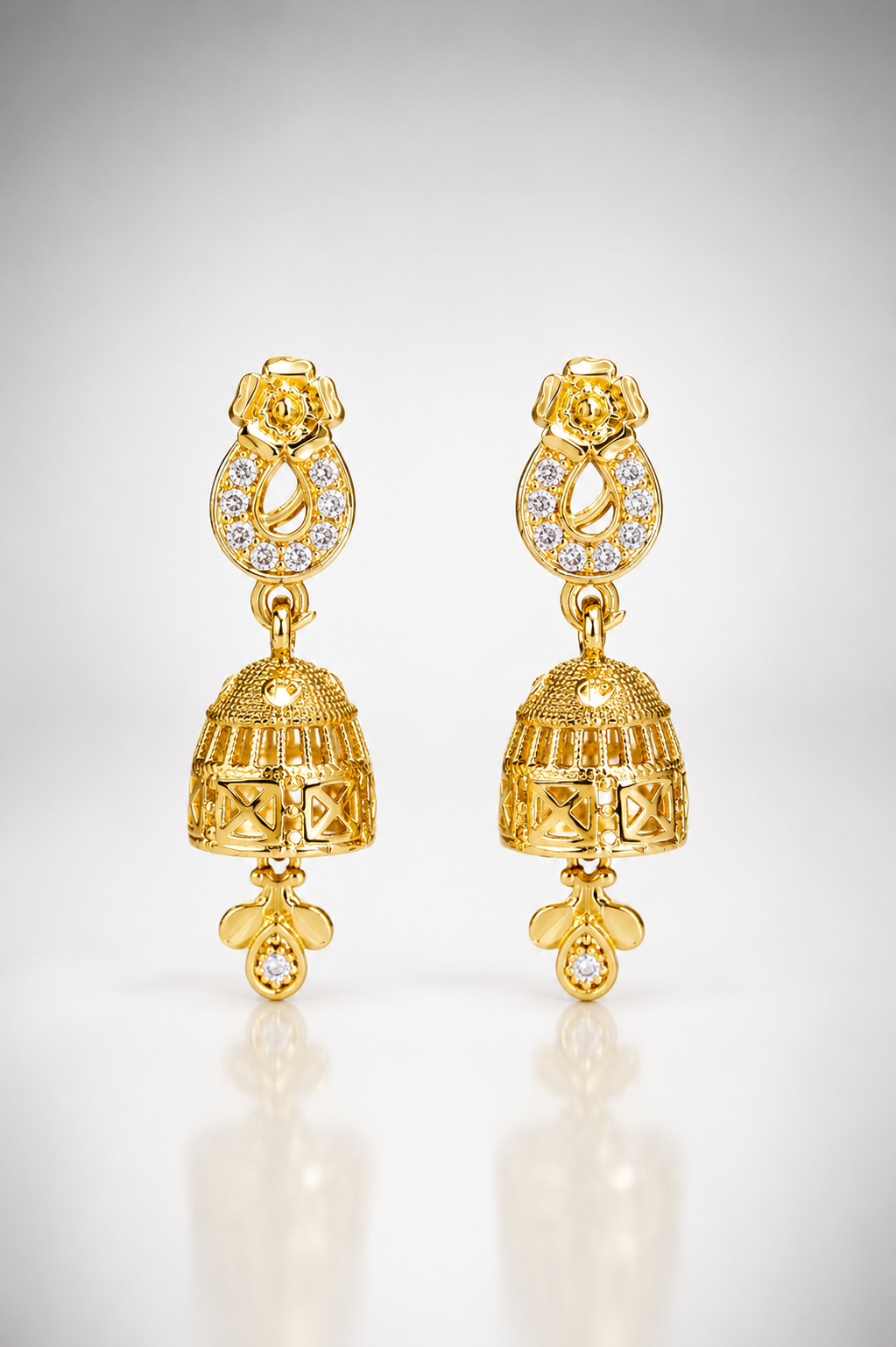 Devika Architectural Crystal Jhumkas