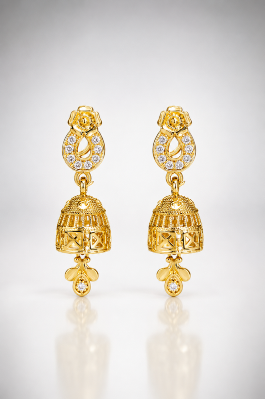 Devika Architectural Crystal Jhumkas
