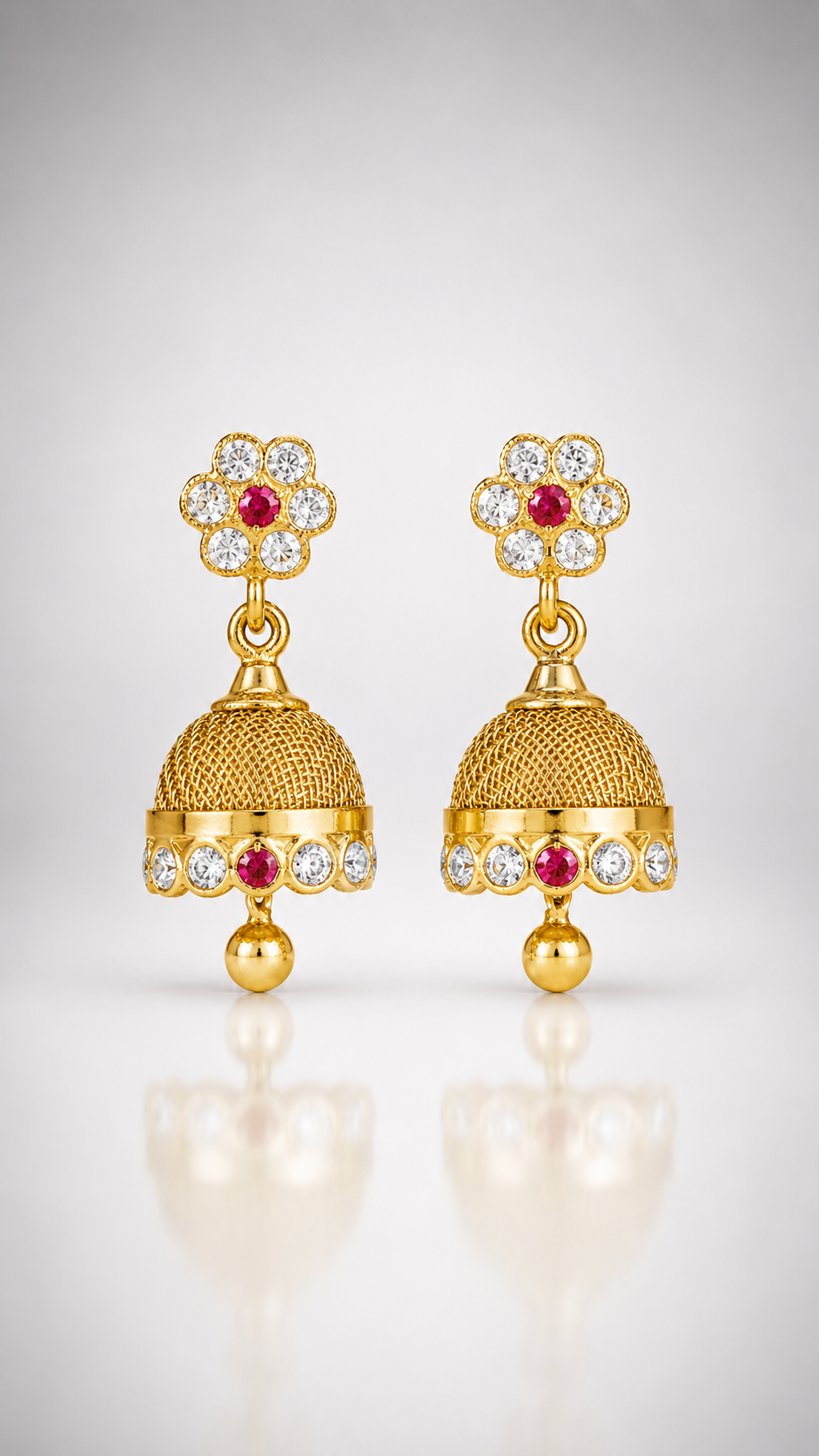 Charvi Mesh Ruby Jhumkas