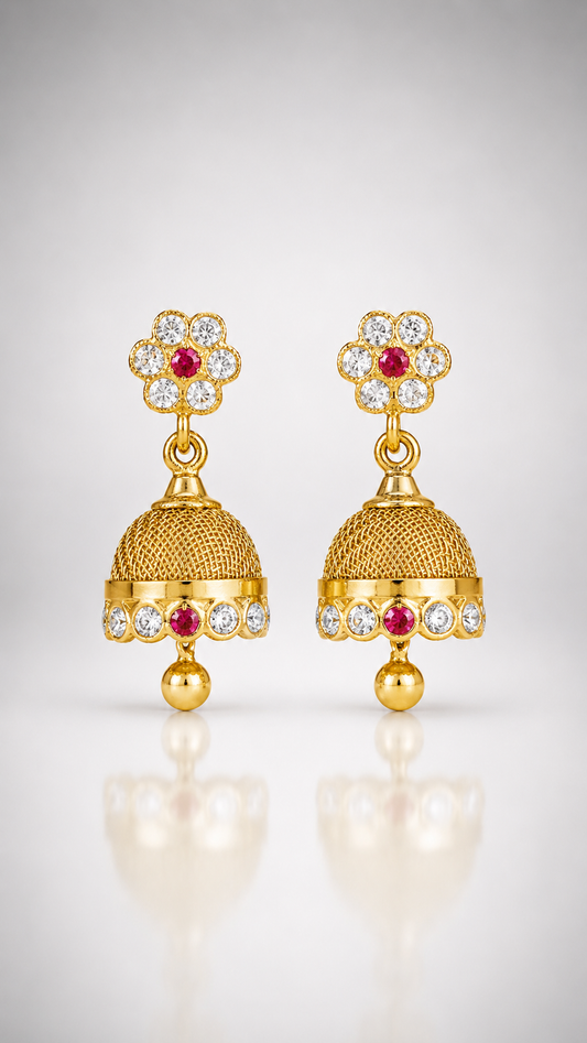 Charvi Mesh Ruby Jhumkas