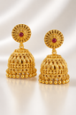 Kalyani Textured Ruby Jhumkas