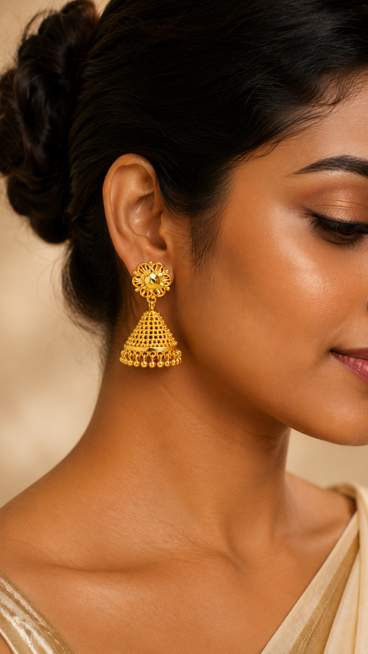 Isha Granulated Cone Jhumkas