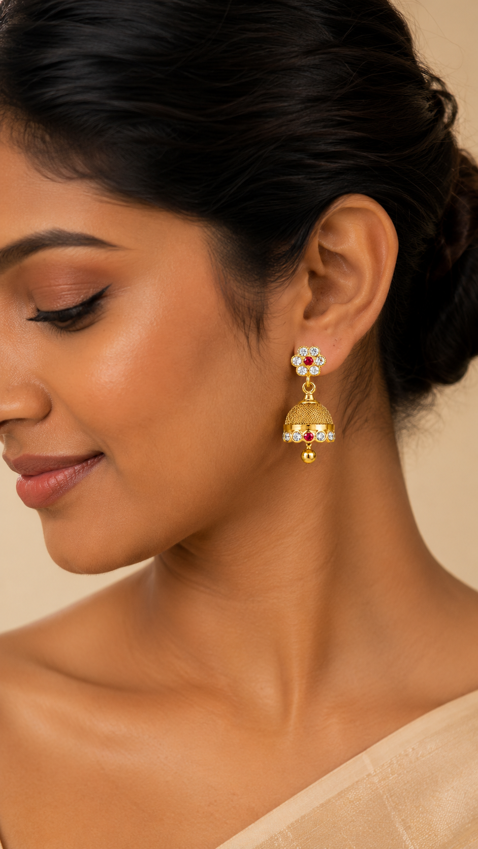 Charvi Mesh Ruby Jhumkas
