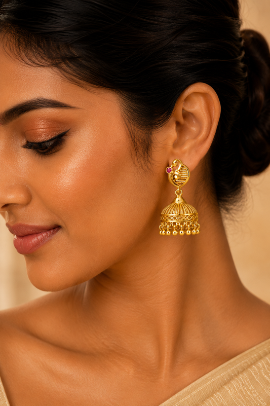 Devika Architectural Crystal Jhumkas