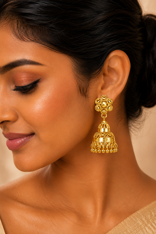 Diya Filigree Floral Jhumkas