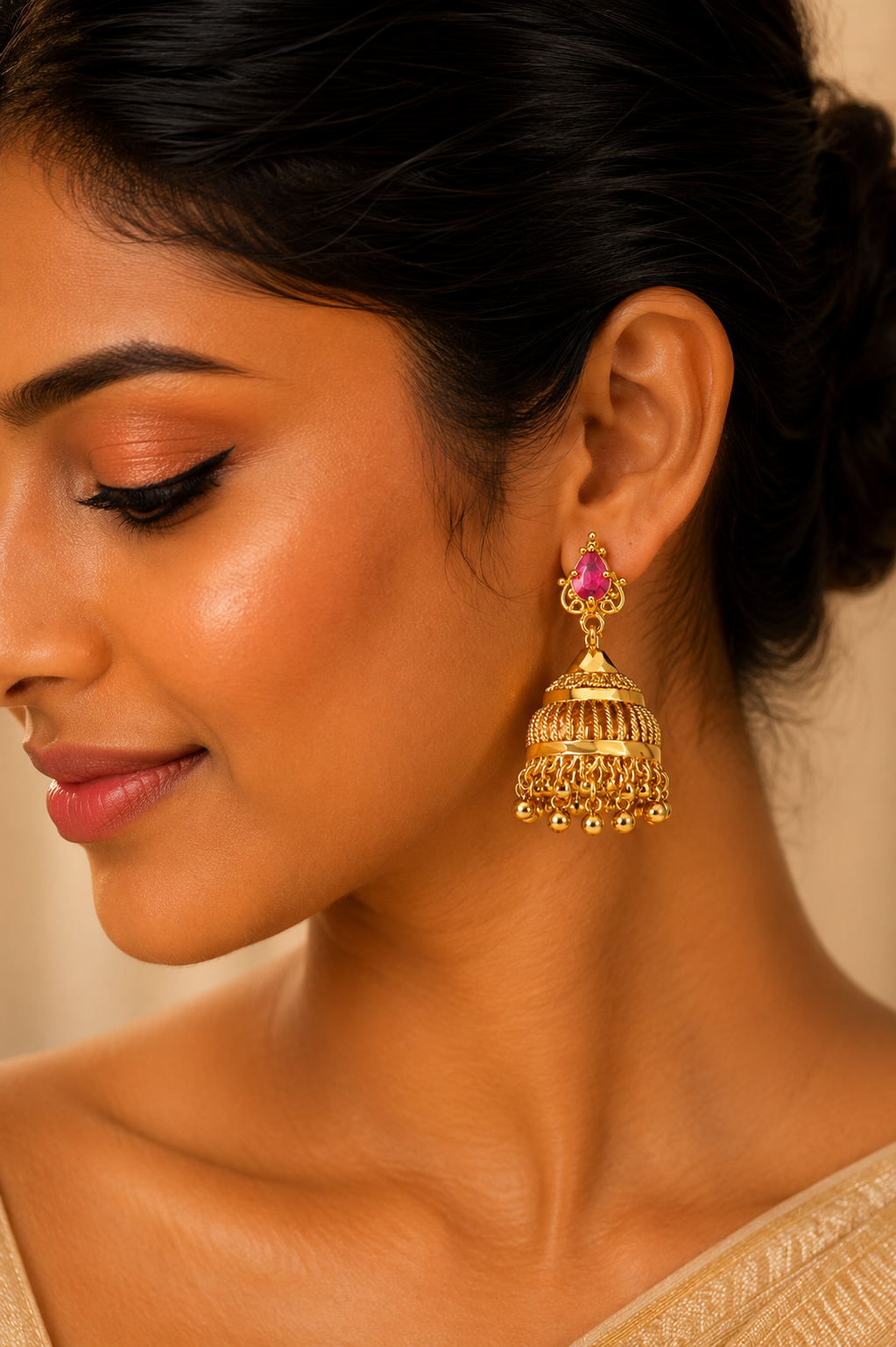 Ruby Teardrop Rope Jhumkas