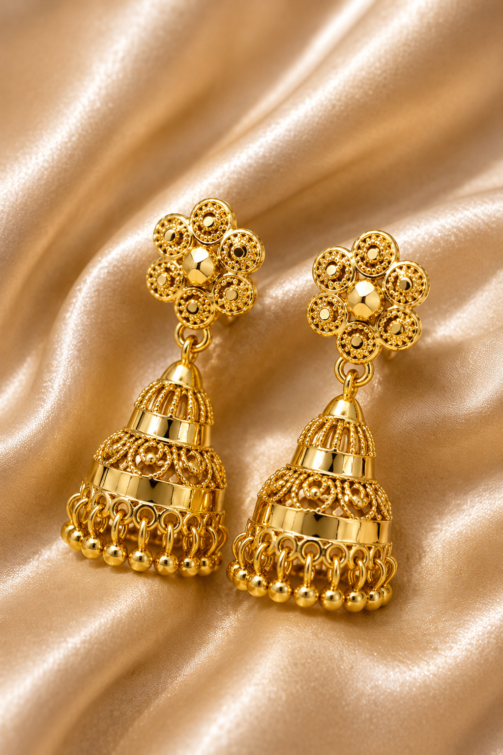 Diya Filigree Floral Jhumkas