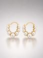 Pearl Beaded Gold Hoop Earrings