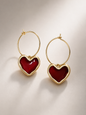 Red Heart Hoop Earrings