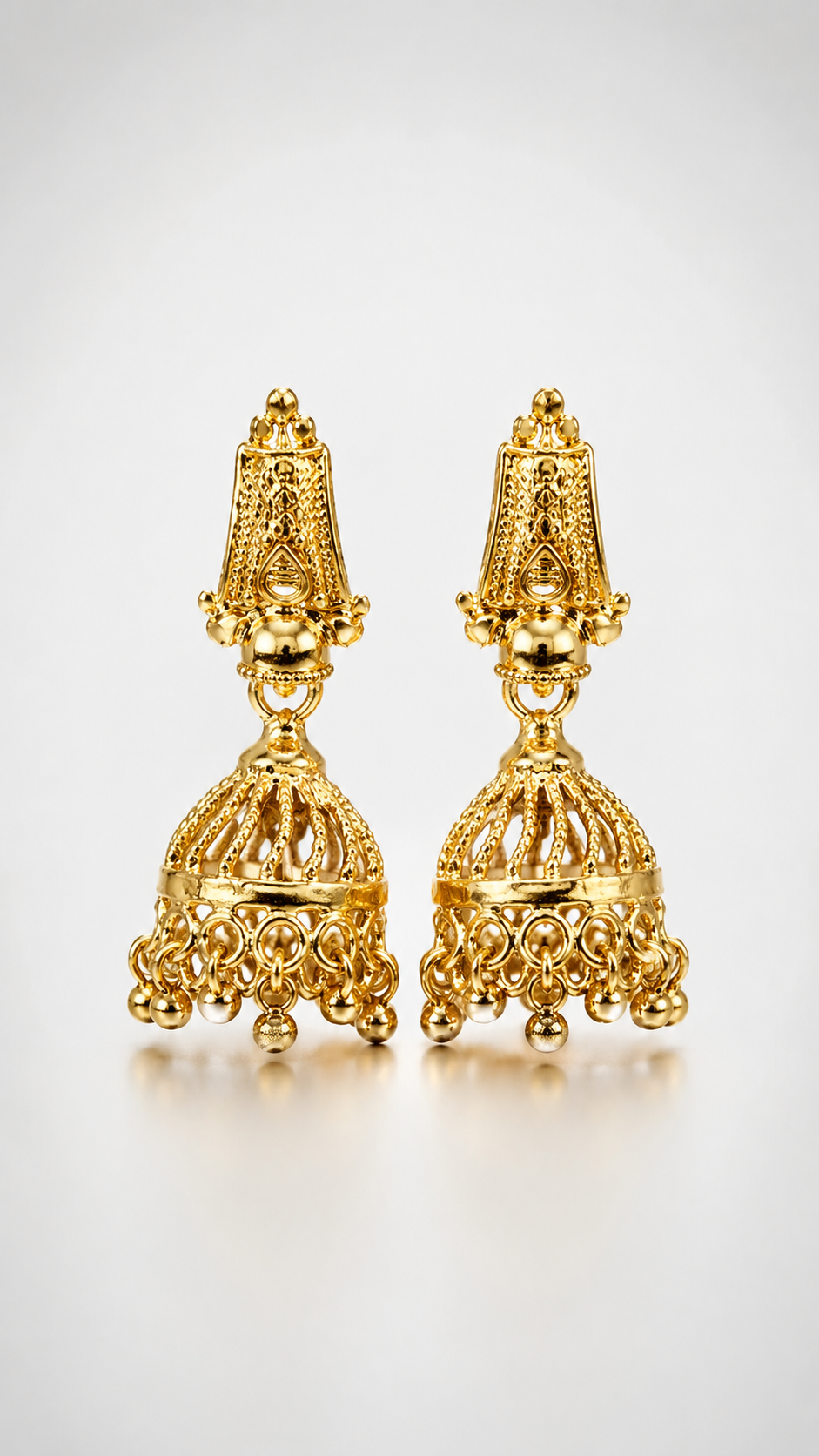 Royal Gold Filigree Jhumka Earrings