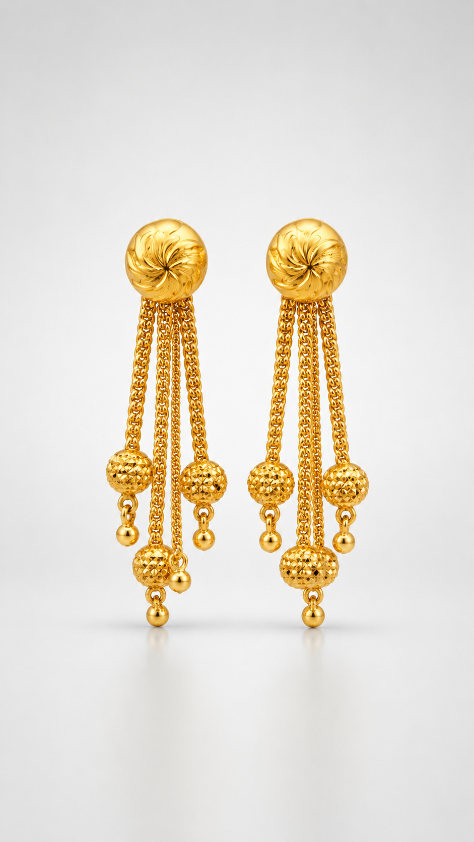 Golden Textured Bead Tassel Earrings