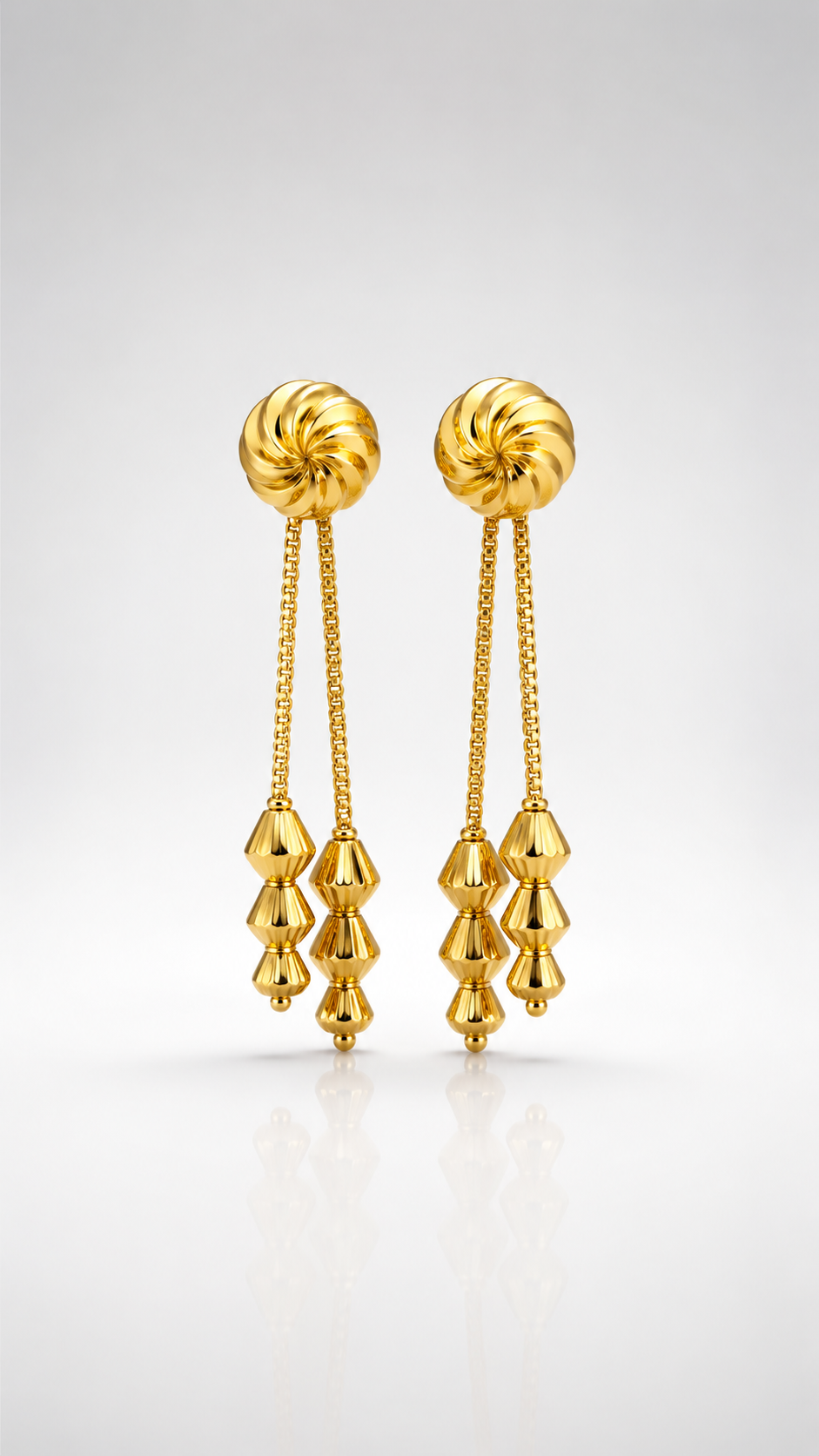 Golden Swirl Tassel Drop Earrings