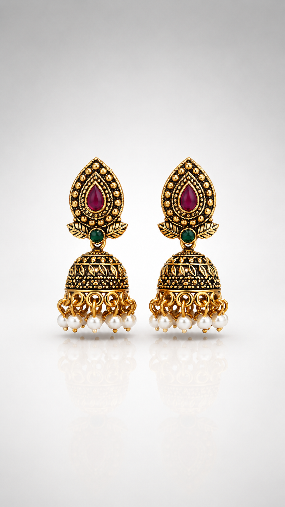 Heritage Ruby Pearl Jhumka Earrings
