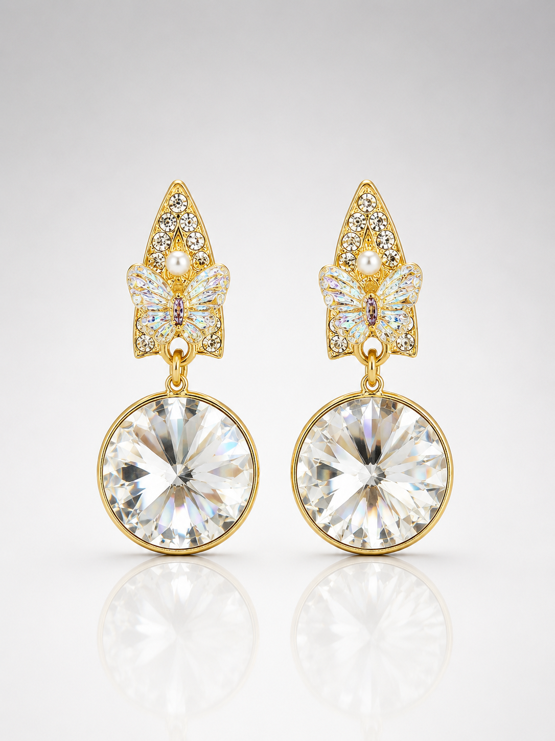 Crystal Flutter Statement Drop Earrings