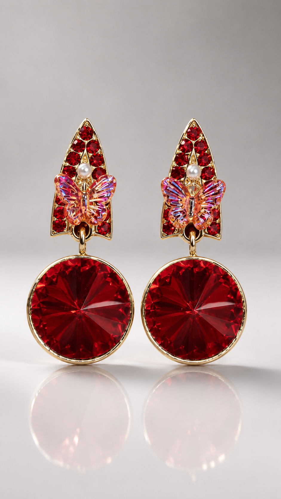Ruby Flutter Statement Drop Earrings