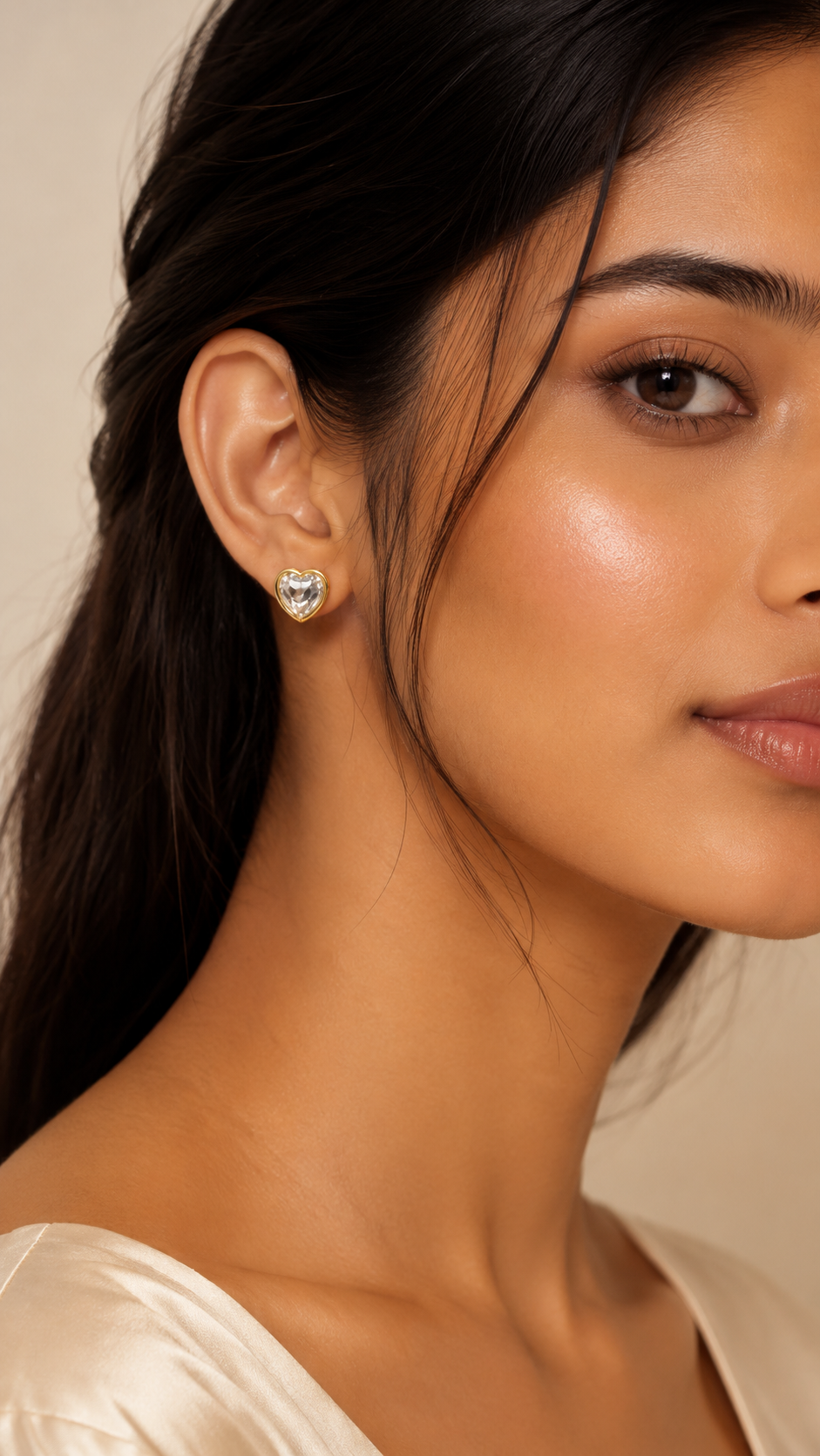 Radiant Crystal Heart Stud Earrings