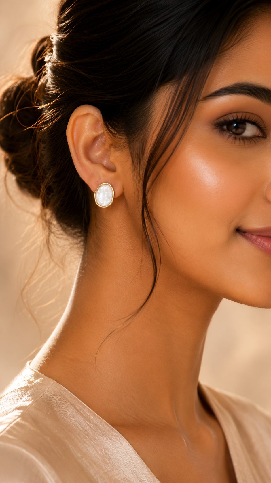 Organic Pearl Stone Stud Earrings