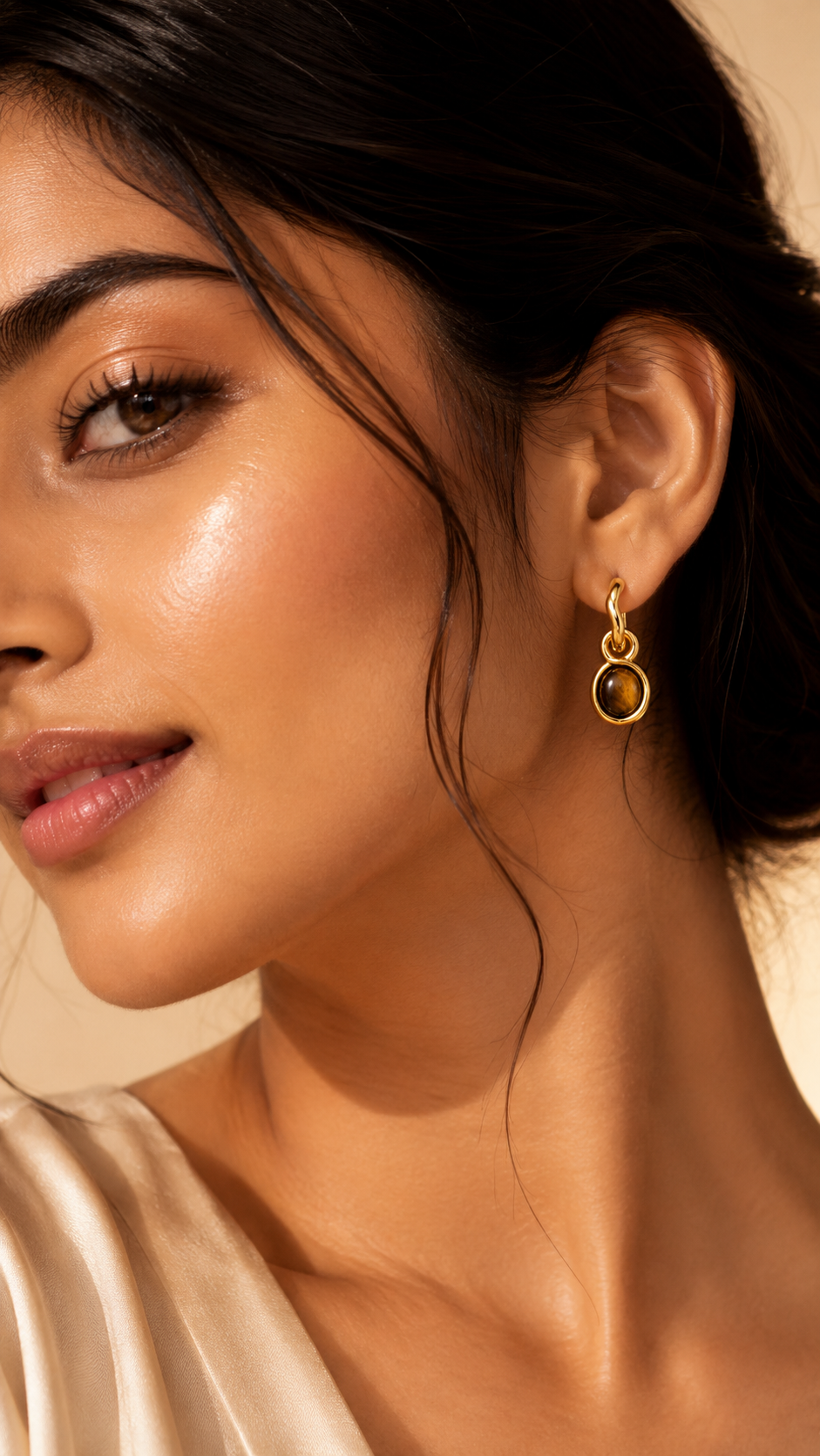 Tiger Eye Twist Drop Earrings