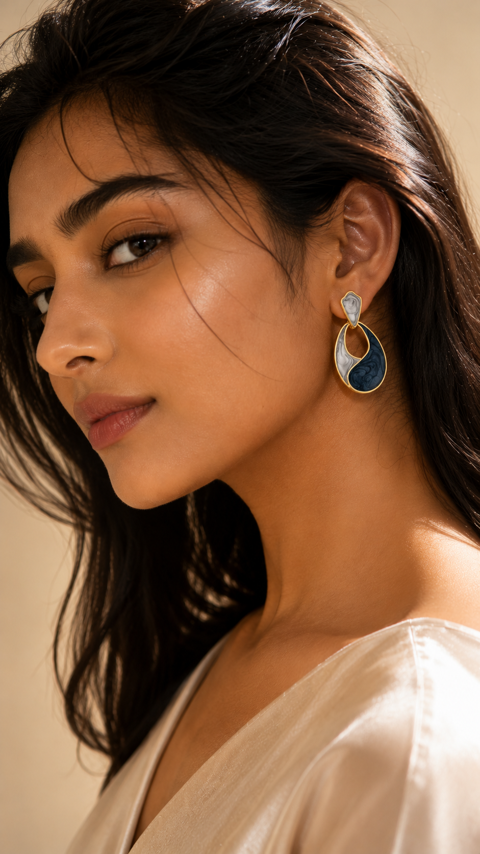 Marble Teardrop Statement Earrings