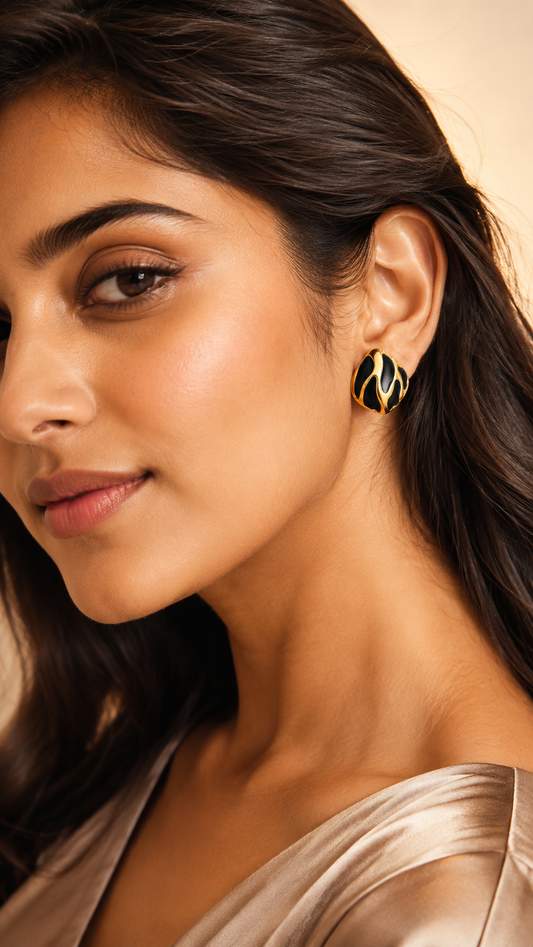 Zebra Enamel Stud Earrings