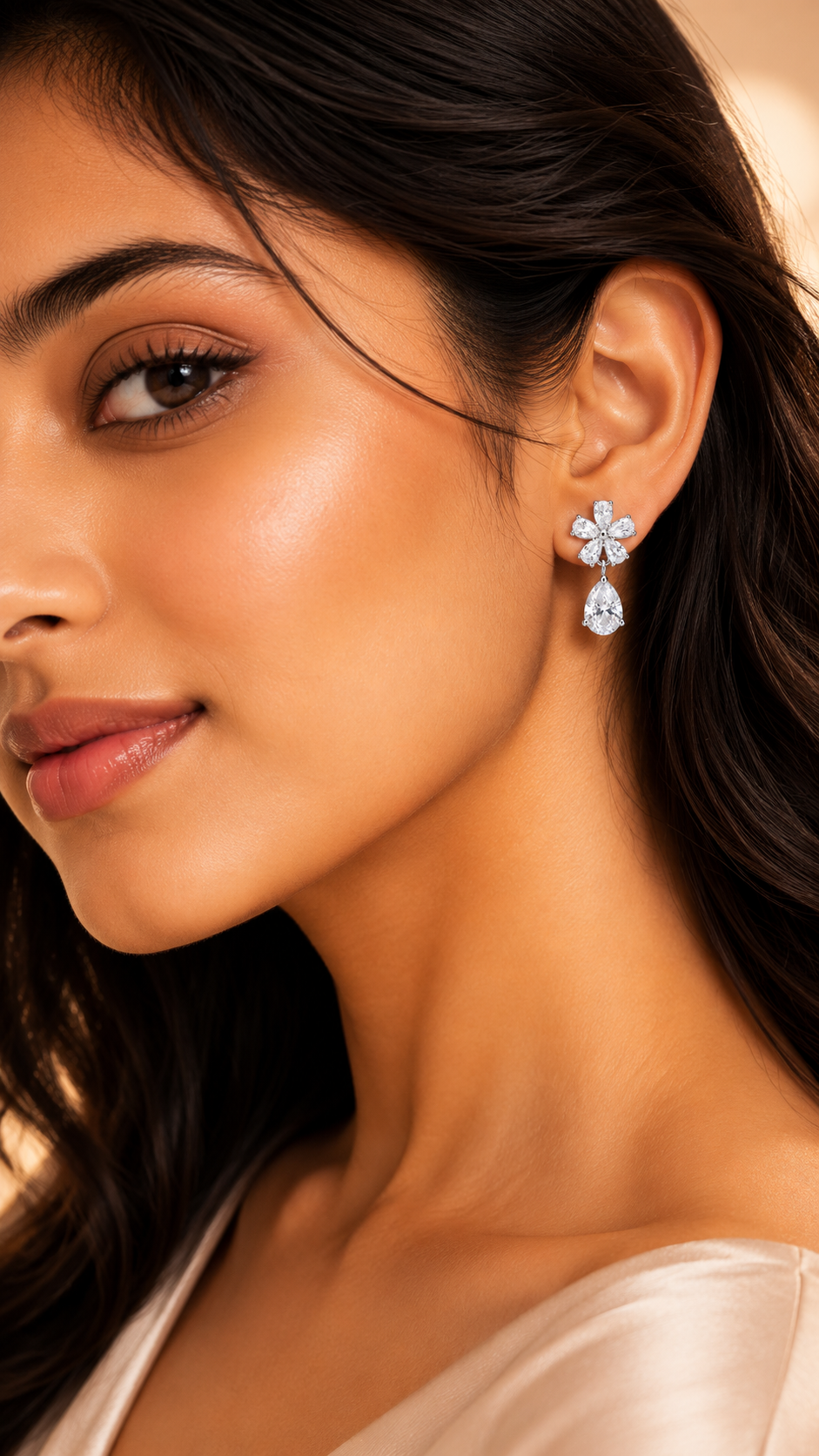 Diamond Bloom Drop Earrings