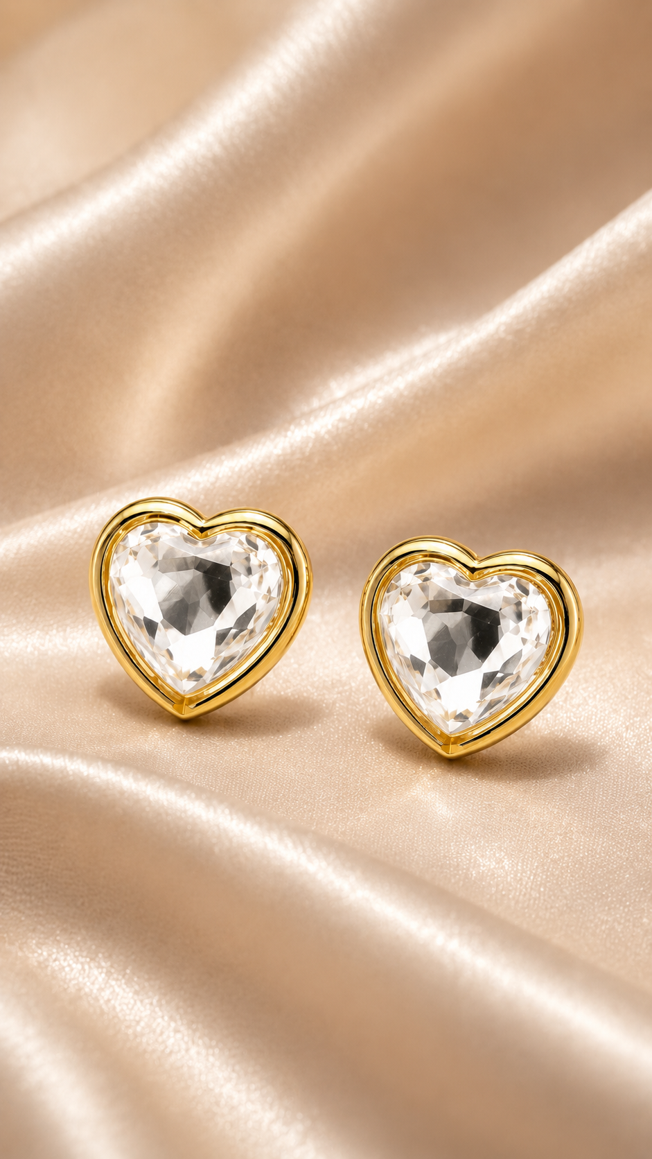 Radiant Crystal Heart Stud Earrings