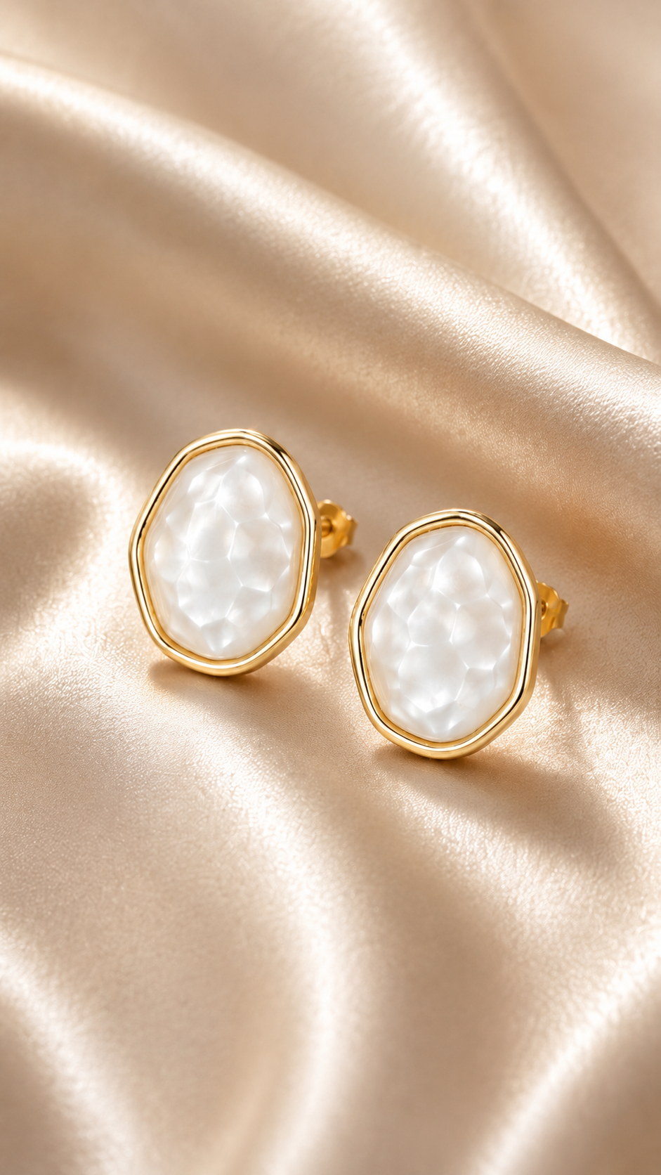Organic Pearl Stone Stud Earrings